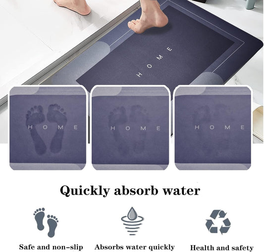 Super Absorbent Bath Mat Quick-Drying Thin Bathroom Mat Non-Slip Stain Resistant Bathroom Rug Kitchen Living Room Floor Mat Easy to Clean Shower Rug for Bathtub