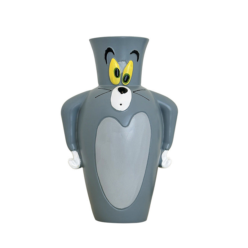 Tom cat vase ornament living room flower arrangement cat and mouse periphery home cute desktop entrance office decoration