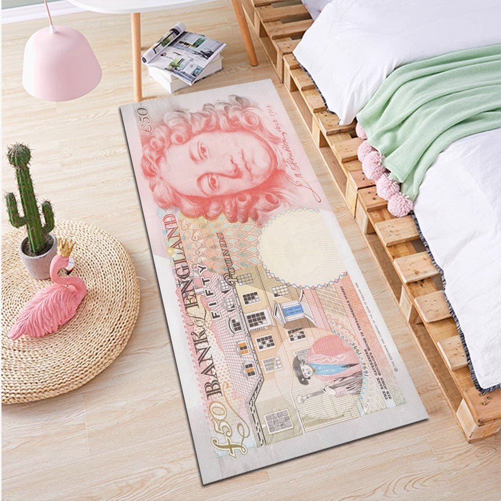 Currency Style Faux Cashmere Rug – Living Room & Bedroom, Easy-Clean Floor Mat