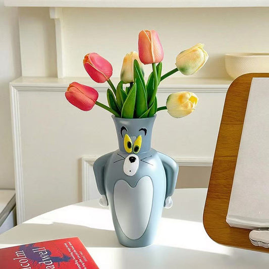 Tom cat vase ornament living room flower arrangement cat and mouse periphery home cute desktop entrance office decoration