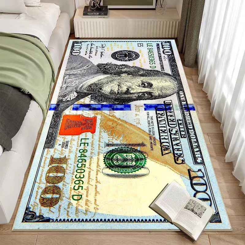 Currency Style Faux Cashmere Rug – Living Room & Bedroom, Easy-Clean Floor Mat